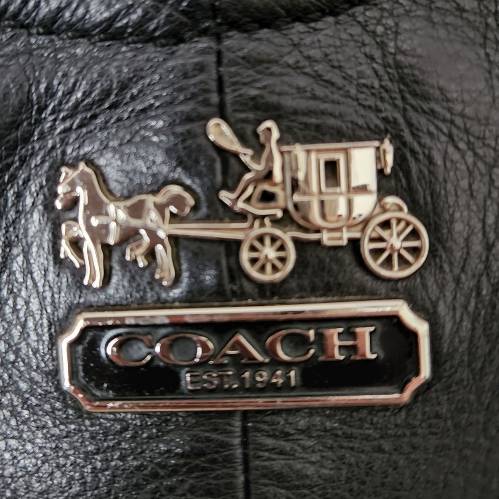Black leather authentic coach bag